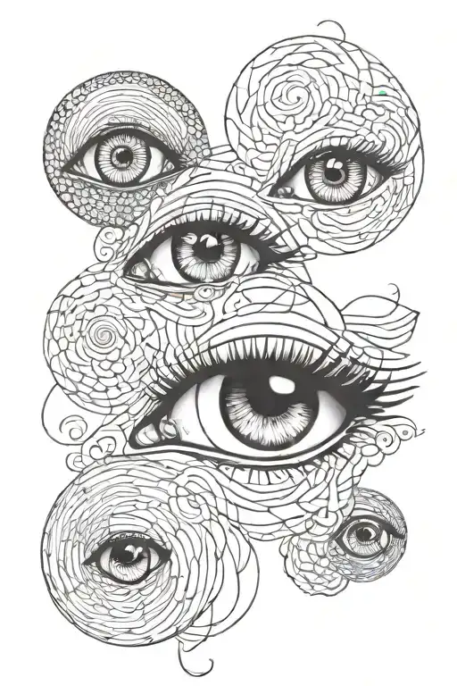 Eyes Each Different From The Other But Connecting With Faceless Spirals