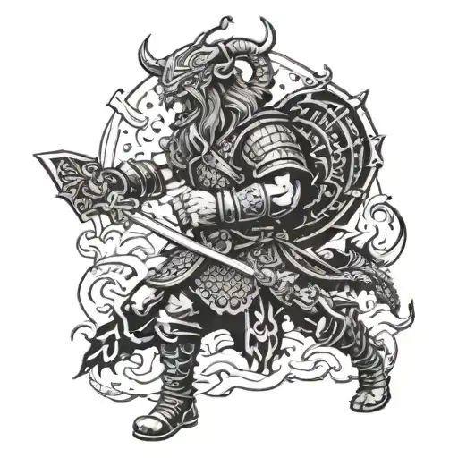 Viking Warrior Battling A Dragon In A Video Game Setting