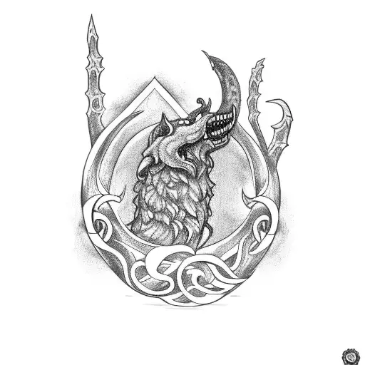 Semicolon With Yddrasil And Fenrir