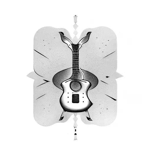 Symbolic Guitar In Blackwork