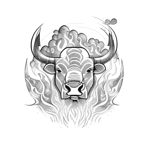 Amazon Rainforest With A Silhouette Of A Bull Surrounded By Flames