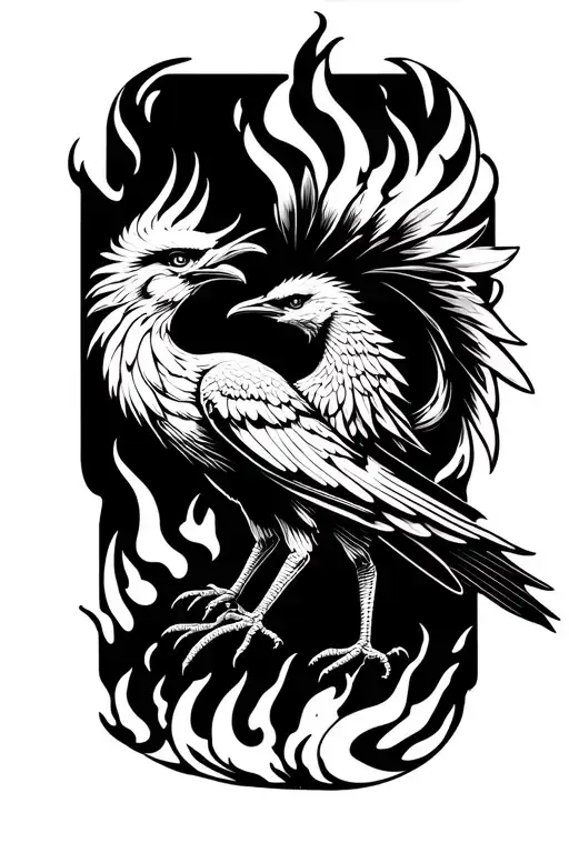 Phenix Bird Coming Out Of Fire