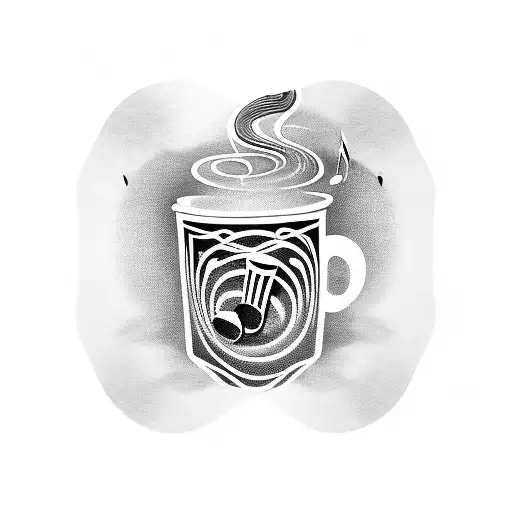 A Coffee Cup With Musical Notes As Steam Rising From It