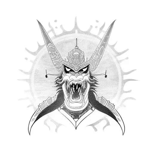 Samurai Wrapped By Dragon