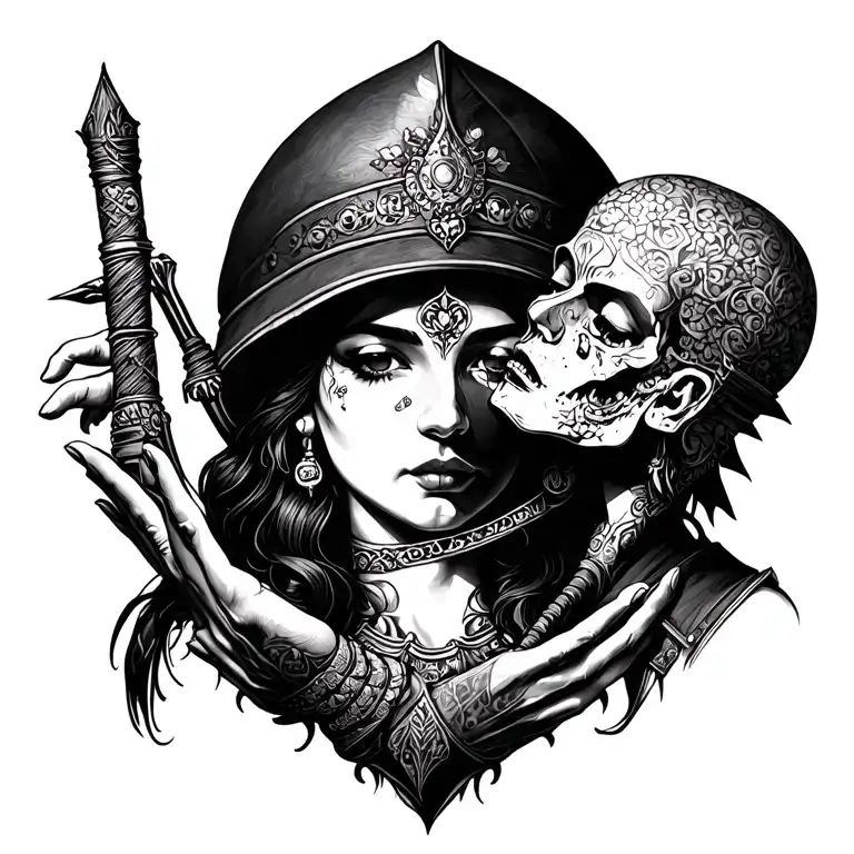 Hoddes Kali Holding In Her Hand Head Of A Russian Soldier