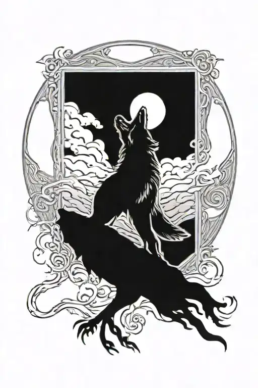 Full Body Wolf Howling Moon