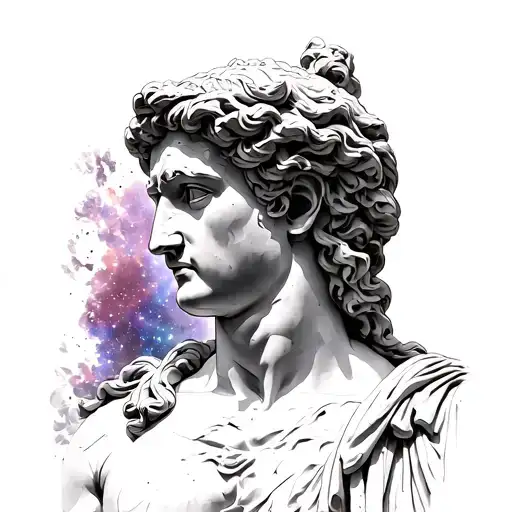 Roman Statue With Galaxy