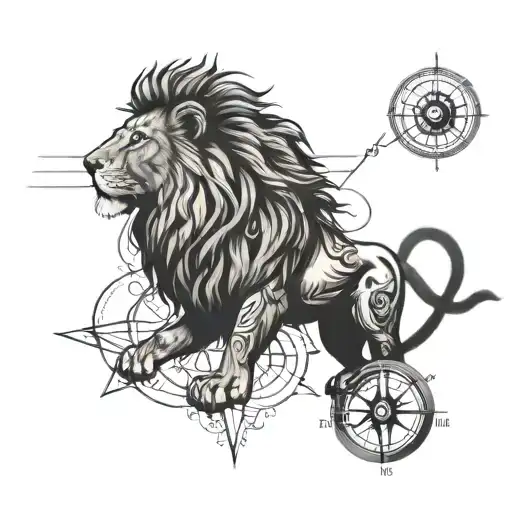 A Lion With A Compass Rose As Its Mane