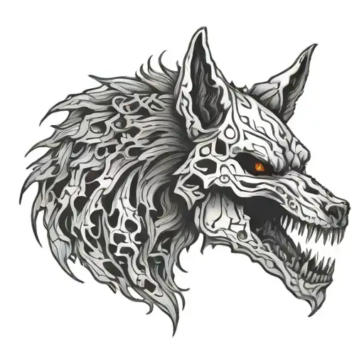 Horror Wolf Skull