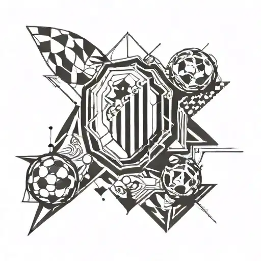 A Geometric Design Incorporating Elements Of Football And The Politehnica Timisoara Logo
