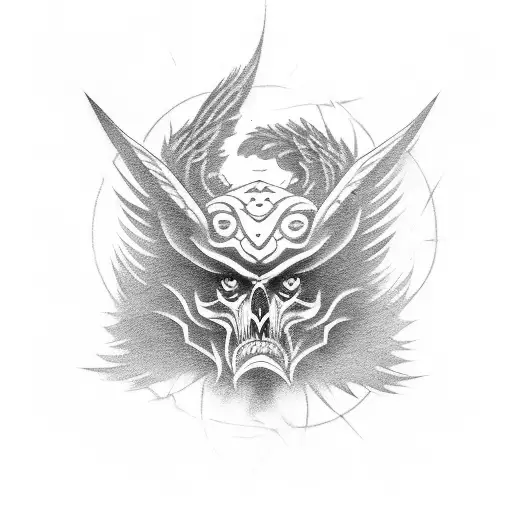 Shadowy Crow Emerging From A Demonic Portal