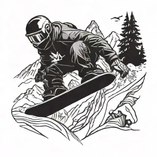 A Snowboarder Carving Through Fresh Powder With A Mountain Peak In The Background