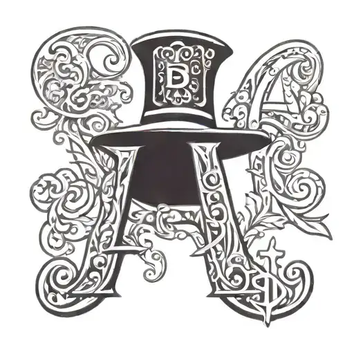 Letter A With Mob Boss Hat Letter B With Water And Letter C With Religious Design
