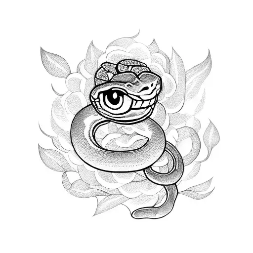 Snake With Flowerand Eyes In The Middle