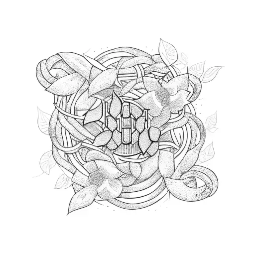 A Gaming Controller Entangled With Vines And Flowers In A Blackwork Style