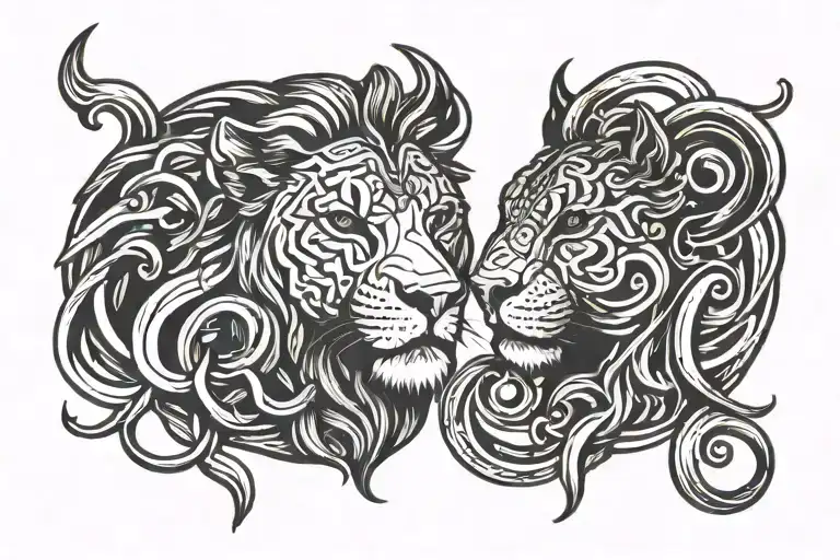 Leo Zodiac Symbol Intertwined With Gemini Symbol