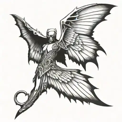 1 Angel Wing And 1 Bat Wing Attached