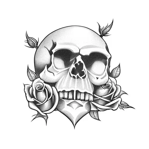 Single Skull With Roses As Eyes
