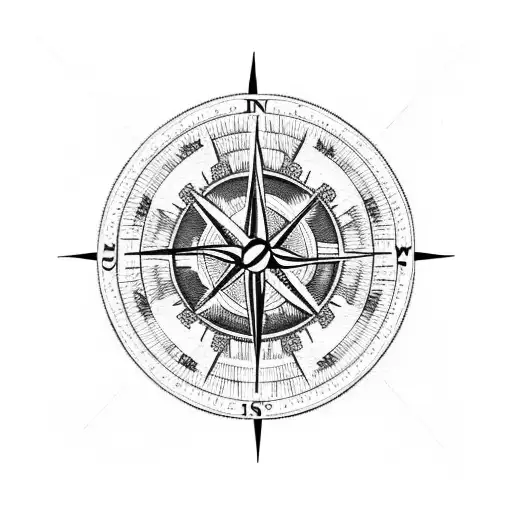 A Blackwork Compass With Each Sibling's Birthdate As Coordinates
