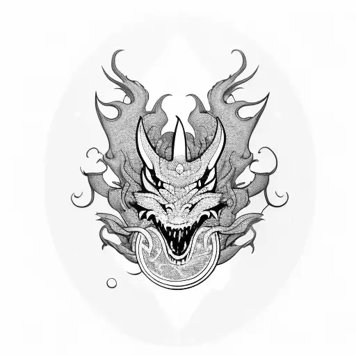 Dragon Head With Moon For Eyere