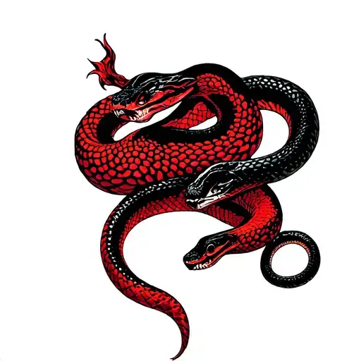 Red Snake And Black Snake