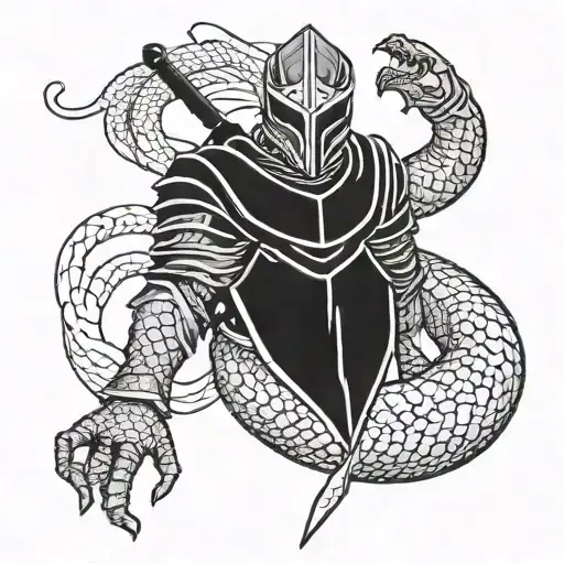 A Mighty Snake Knight In Black Armor