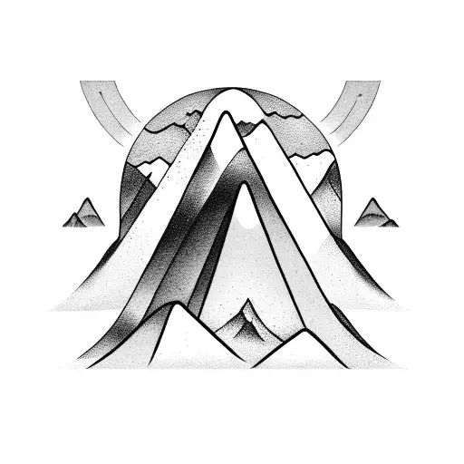 A Majestic Mountain Range With Musical Notes Flowing From Its Peaks