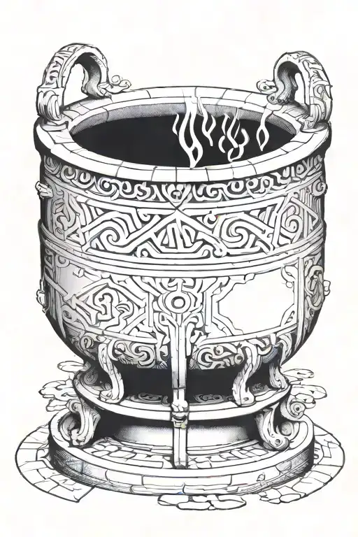 Roman Cauldron With Geometric Design Incorporating