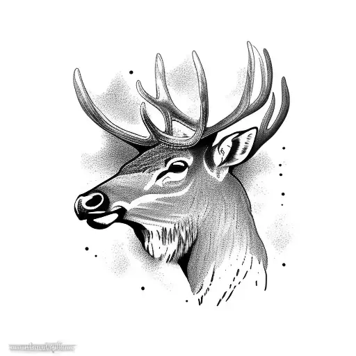 Combine The Image Of A Majestic Elk With A Silhouette Of A Mountain Range In The Background