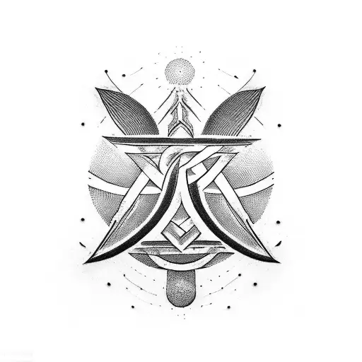 Three Overlapping Ankh Symbols With Elements Of Nature Intertwined