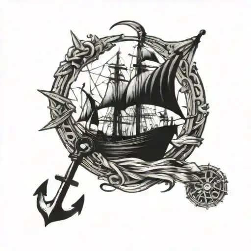 Anchor And Sailing Boat Sailing