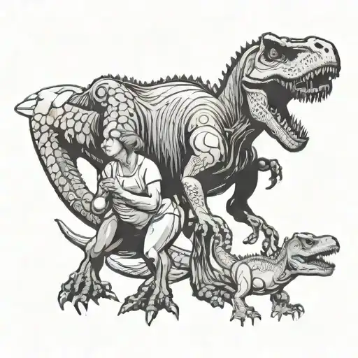 Mommy And Daddy With Baby T Rex