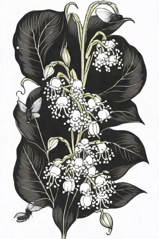 Upper Thigh Tattoo Lily Of The Valley With Lilies With Small Wasps