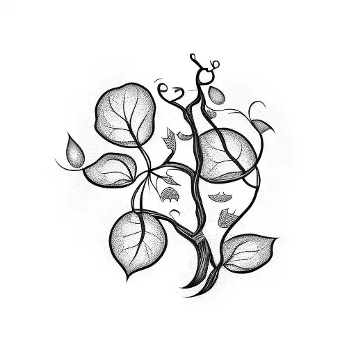 A Blackwork Tattoo Of A Vine Growing Around A Stack Of Books