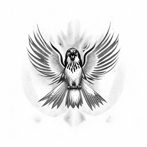 Falcon Body On Fire With Flames