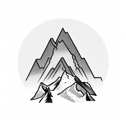 A Silhouette Of A Mountain Range With A Winding Hiking Trail Leading Up To The Peak