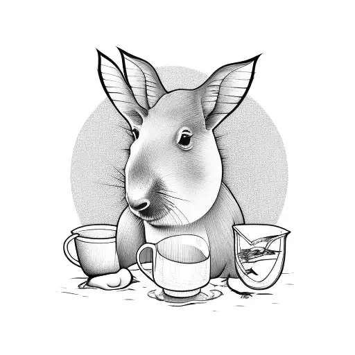 Capivara Sitting On A Beach Chair Holding An American Cup