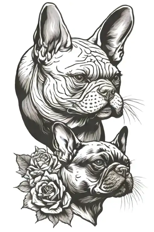 Sphynx Cat Vs French Bulldog Head