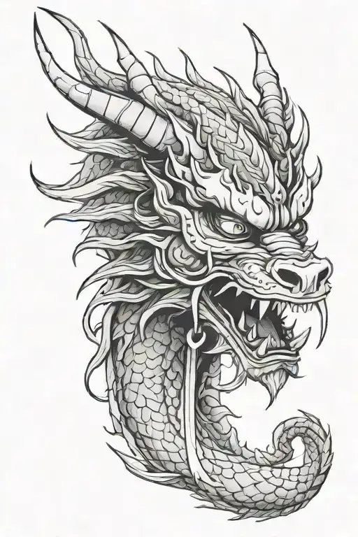 The Dragon Writhes Around The Blade With The Hanya Mask