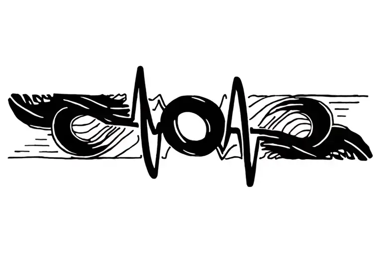 Heartbeat Line With A Nyansapo Symbol Intertwined