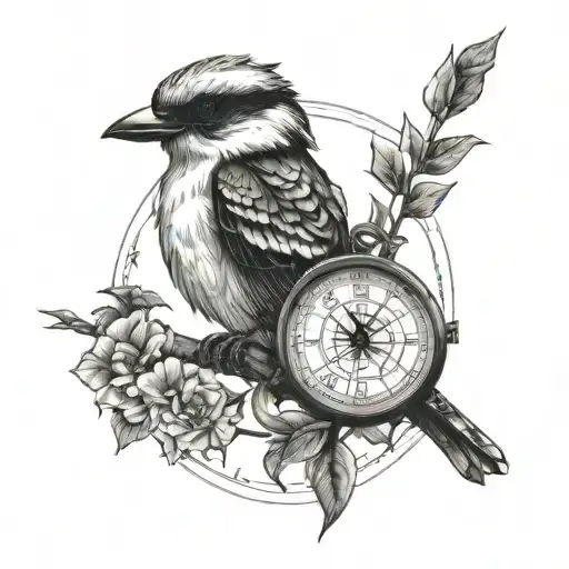 Clock Compass Kookaburra Sitting