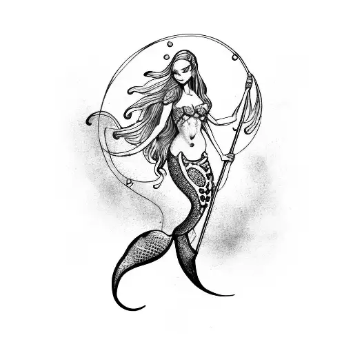 Mermaid Holding A Pride Flag Underwater