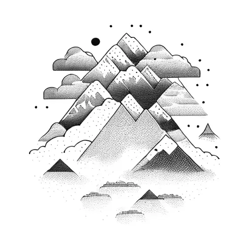 A Majestic Mountain Range With Clouds Forming A Shape Of An Airplane Flying Through Them