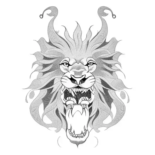 Fu Lion Biting A Dragon