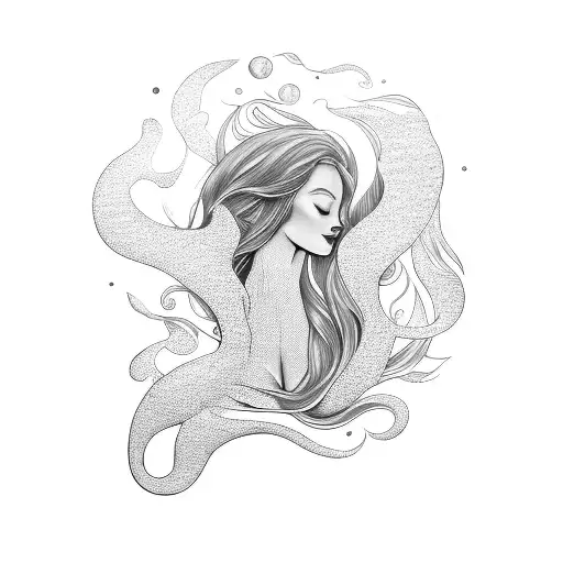 An Ethereal Mermaid Gazing Into A Mystical Mirror