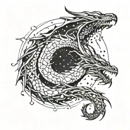 Dragon With The Inside Filled With Constellations