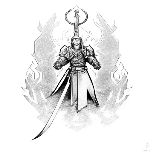 Combine Your Favorite Video Game Character With A Sword In A Dynamic Action Pose