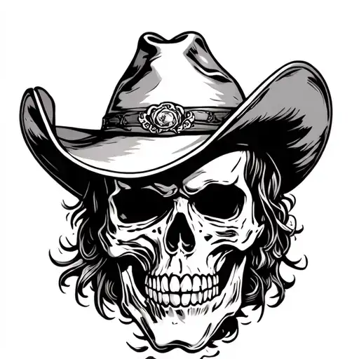 Cowboy Skull Face Rodeo Cowboy