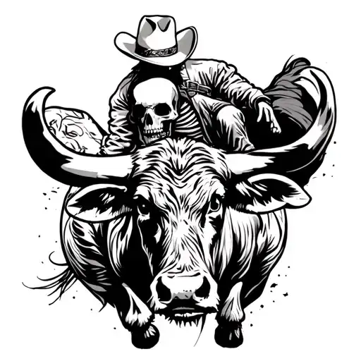 Skeleton Riding A Bull Rodeo Cowboy