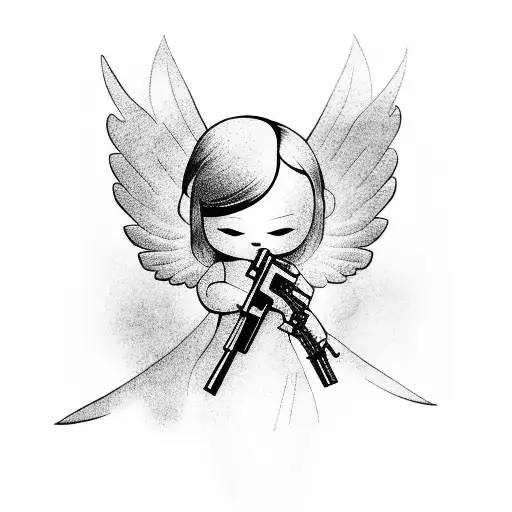 Angel Holding Gun